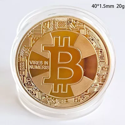 NEW Gold Plated Bitcoin Coin Collectible Gift  Coin Collection Physical AU • $3.98