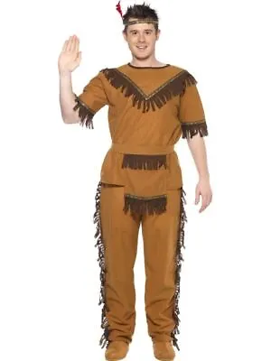 Indian Man Chief Costume Adult Men's Fancy Dress Costume - One Size Fits Most • £12.73