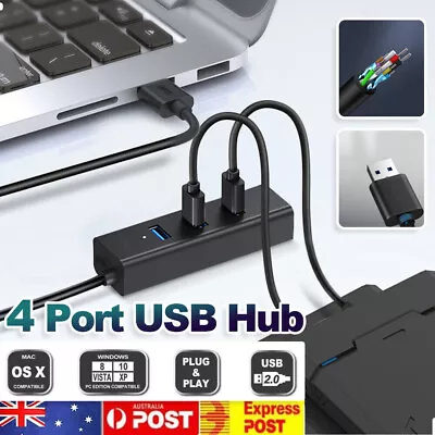 4 Port Multi USB Hub High Speed Slim Station Compact Expansion Smart Splitter Au • $7.59