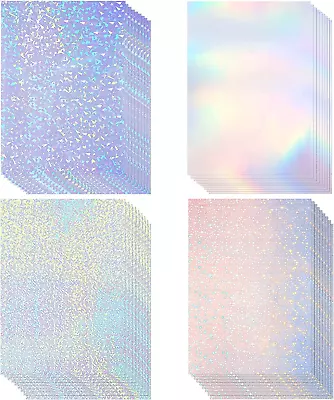 36 Sheets Holographic Sticker Paper Clear A4 Vinyl Sticker Paper Self-Adhesive • $17.99