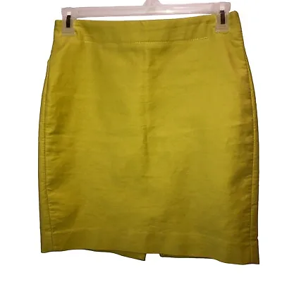 J Crew Womens Size 8 Petite Mustard Yellow Pockets Zip Short Mini Pencil Skirt • $16.16