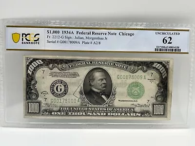 1934 $1000 Fr.2211-G Chicago IL THOUSAND Note PCGS Uncirculated 62 Comment  • $6499.99