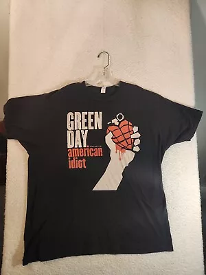 Green Day “American Idiot   T-Shirt XL Black Short Sleeve Graphic Tultex Cotton • $14.99