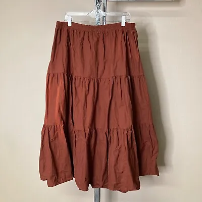 Vintage Circle T Marilyn Lenox Maxi Skirt Terracotta Very Full Cotton Blend L/XL • $19.99