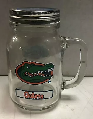 NCAA Florida Gators Mason Jar 20oz Glass With Lid Mug Cup • $9.99