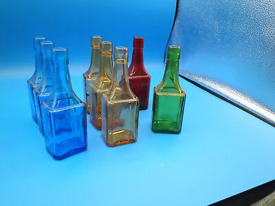 Wheaton Bottles Glass Lot 8 Bottles Blue Amber Green Red • $35