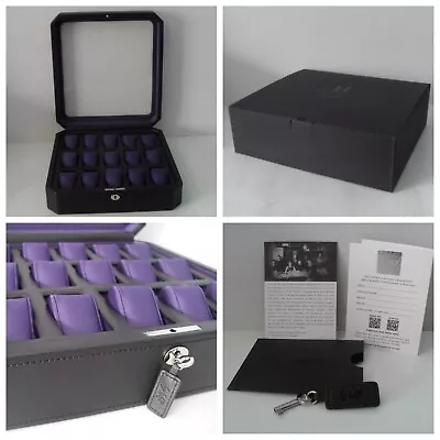 WOLF Windsor 15 Piece Watch Box & Jewelry Storage Case 458503 NEW Black Purple • $478.95
