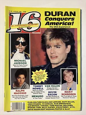 16 Magazine August 1984 Duran Duran Michael Jackson Ralph Macchio Van Halen • $17.99