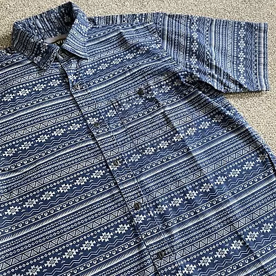 Orvis Shirt Mens Medium UK Large Aztec Tribal Boho Blue SS Pocket Excellent • £34.50