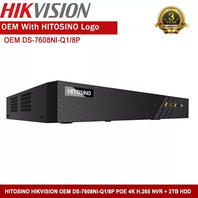 US Hitosino HIKVISION OEM 8CH 8MP POE NVR DS-7608NI-Q1/8P 4K H.265+ DVR 1SATA AI • $170.05