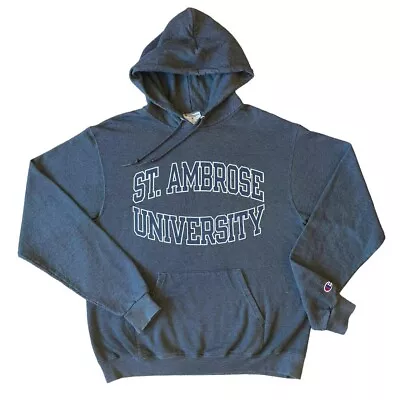 CHAMPION Hoodie Grey Pullover Mens Medium University College USA Champion Hoodie • £14.99