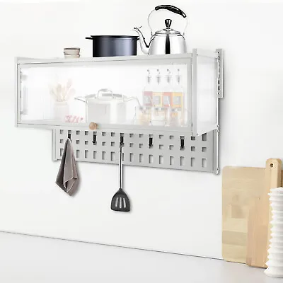 Kitchen Wall-mounted Cabinet W/ Hanging Board With Holes -White Translucent • $81.70