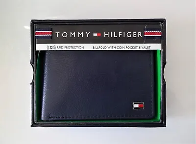 £18 • Buy Brand New 'TOMMY HILFIGER' Men's Leather Wallet Metal Logo, CC, Coin Pouch, BLUE