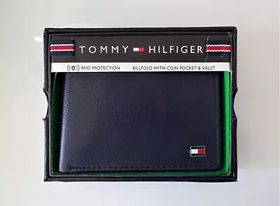 £18 • Buy Brand New 'TOMMY HILFIGER' Men's Leather Wallet Metal Logo, CC, Coin Pouch, BLUE
