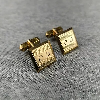 VTG Gold Fill 1/20 12k SWANK Initial Cufflinks “CJ” Personalized MCM Pair • $19.99