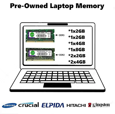 2GB 4GB 8GB Laptop Memory RAM DDR2 PC2-6400 DDR3 PC3-10600 PC3-8500s PC3L-12800s • £5.99