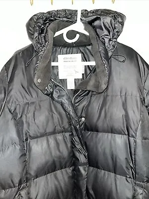 Eddie Bauer Goose Down Jacket Womens XL Black Parka EB700 Fill • $29