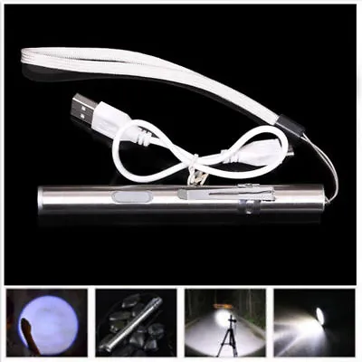 8000LM Lamp Pocket Flashlight Torch LED Pen Size USB Rechargeable Light • $5.50