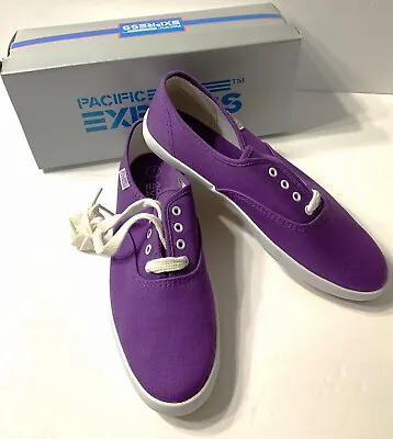 Vintage PACIFIC EXPRESS Womens PURPLE TENNIS SHOES 7 Lace Up NEW Sneakers BOX • $44.98