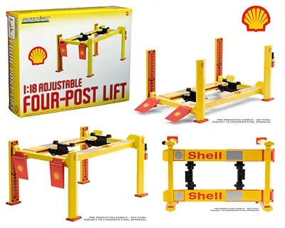 Greenlight 13583 Four Post Lift For 1/18 Diecast Car Shell Oil #2 • $34.45