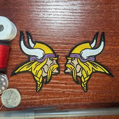 Minnesota Vikings Logo 2 Piece Mirrored Pair NFL Embroidered Iron On 2.75x2.25  • $8