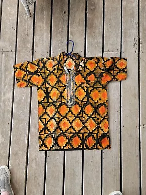 Men African Kente Print Dashiki Top Blouse Embroidery Shirt Sz L 52  Cht • $18.20