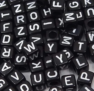 5mm Black White Acrylic Cube Letter Alphabet Beads Spacer (100 Pc) • $3.99