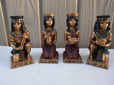 Egyptian Figures 4 1/2   Height 2 X Men 2 X Women ( Total 4 ) Bearing Gifts  . • £22