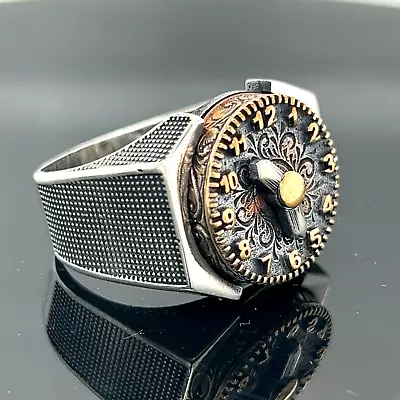 925k SterlinSilver Vintage Watch Ring  Silver Clock Ring  Animated Clock Ring • $79