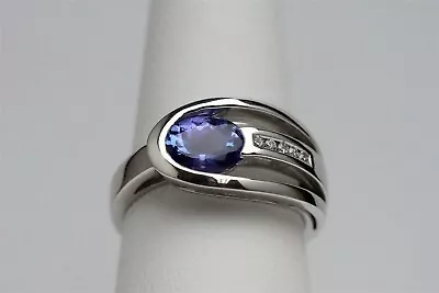 GemsTV 14k WG White Gold AAA Tanzanite 1.18 Ct + Diamond Ring • $2011.95