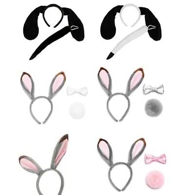 Rabbit Ears Headband Plush Ear Dog Ears And Tail For Kids And Adults • £6.41