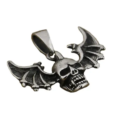 Stainless Steel Devil Wing Skull Pendant Mens Biker Rock Punk Jewelry AJ04D • $10