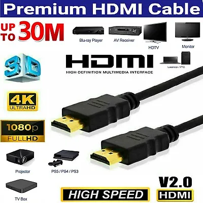 Up To 30M HDMI Premium Cable V2.0 2K*4K Ultra HD 3D High Speed Ethernet Ports • $29.99