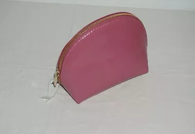 Nwt H&m Womens Dark Pink Faux Patent Leather Rounded Makeup Cosmetic Bag • $4.99