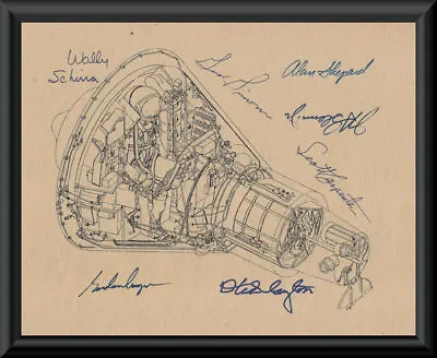 Project Mercury Autograph Reprints Command Capsule Diagram On Old Paper *P044 • $20