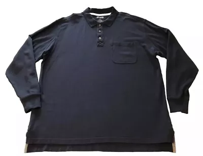 Duluth Trading Mens XL Long Sleeve Polo Shirt Cotton Navy Blue Pocket #106803 • $16.90