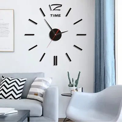 £4.99 • Buy 40CM Mirror Luminous Wall Clocks Silent Glow In The Dark Clock Home Decor