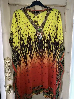 £5.50 • Buy Freestyle New  Long Sheer Pretty Top / Kaftan Embellished , Shown Round Neckline