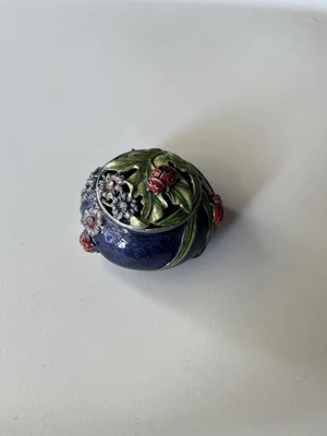 $5 • Buy Nobility Blue Ladybug Bejeweled Trinket Box Vhtf Great Condition