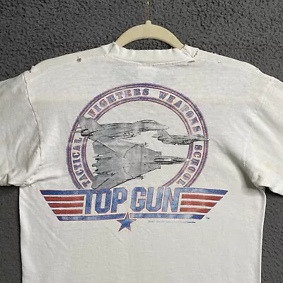 Vintage Top Gun Shirt Mens Small F-14 Tomcat Plane Jet 80s Single Stitch • $14