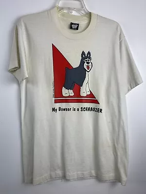 Vintage 90s Schnauzer Dog Size Large Graphic T Shirt White • $41.65