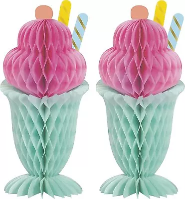 Ice Cream Honeycomb Centrepiece Decorations Summer Tropical Party Honeycomb X 2 • £4.99