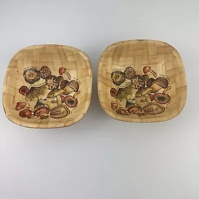 Vintage Woven Bamboo Small Bowls X2 Exotic Mushrooms BBQ’s Picnics Tracked Post • $15.79