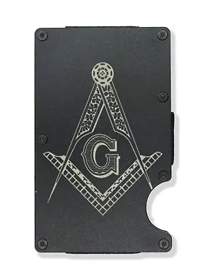 Masonic Compass Wallet Engraved RFID Blocking Thin Card Organizer W/ Money Clip • $39.99