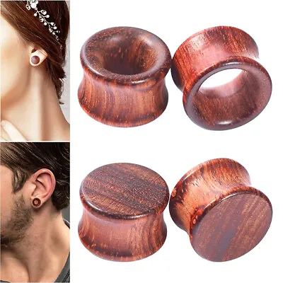 2 Pairs Wood Ear Gauges Organic Wooden Ear Tunnels Plugs Ear Stretcher Earrings • $8.66