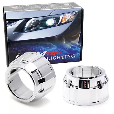 2.5  Round Shape Chrome Mini H1 Headlamp Projector Lens Decoration Shroud Bezels • $13.49