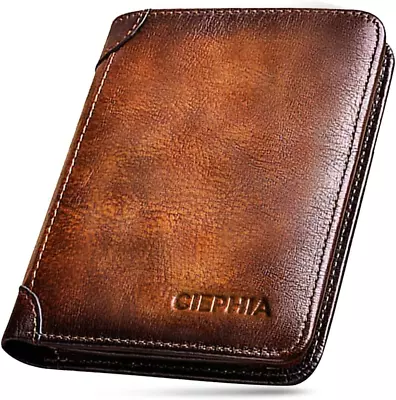 RFID Blocking Trifold Genuine Leather Wallets For Men Vintage Short Multi Funct • $32.06