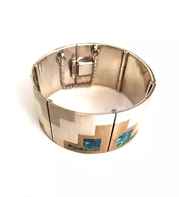 Vintage Mexican Taxco Silver Modernist Design Bracelet JL Metales • £245