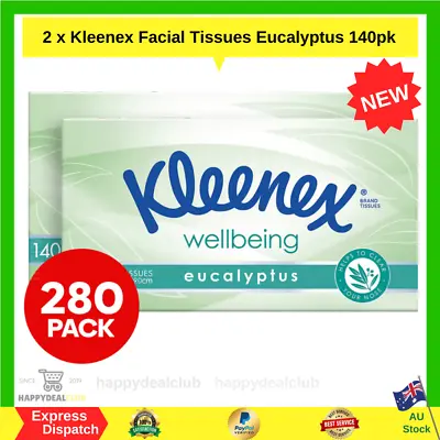 2 X Kleenex Facial Tissues Eucalyptus 140pk | Fresh Au Stock | Free Shipping • $11.50