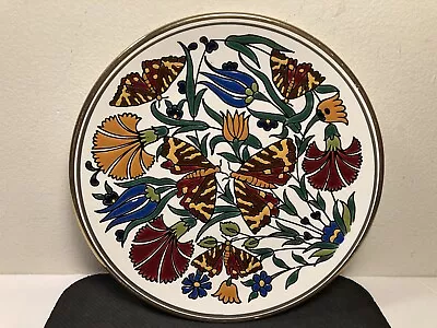 Manousakis Keramik Rodos Greece Hand Made Gold Trimmed Butterfly Flowers Plate • $14.99